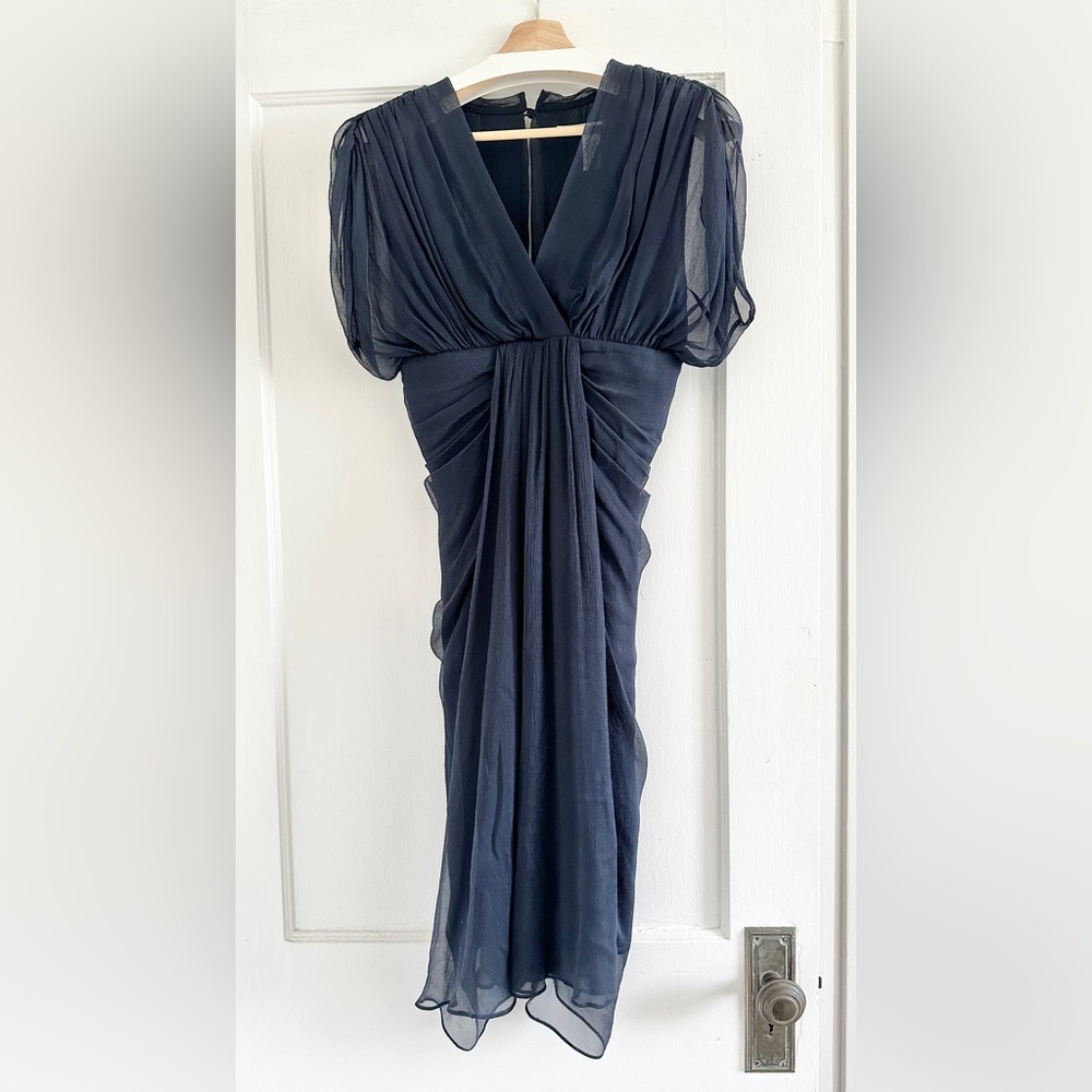 Vintage Diane Von Furstenberg navy silk dress size 2